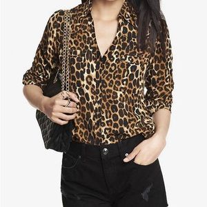 Express Portofino button down blouse shirt - leopard, cheetah, animal print